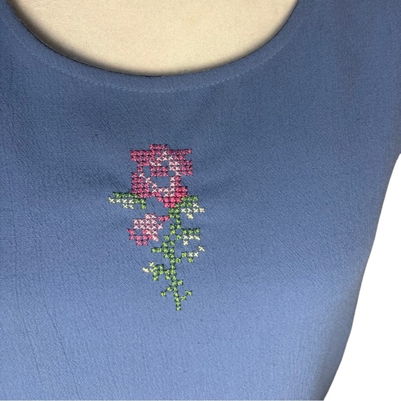 Vintage Cottagecore Cross-Stitch Maxi Dress Petite Small - Picture 3 of 4